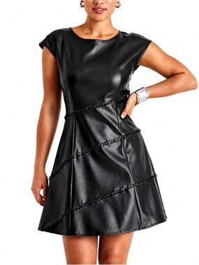 VENUS Black Faux Leather Mini Dress in NWOT